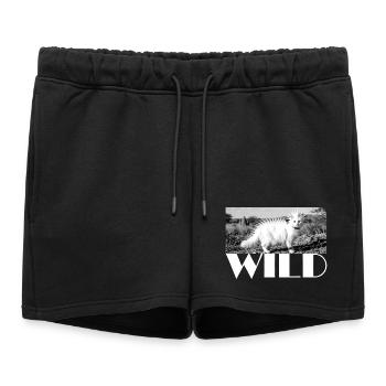 Chat punky sauvage à la crinière épineuse sauvage - Short de survêtement femme premium - noir - Devant - AI Model Female 172 light (172cm)