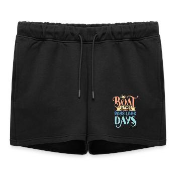 Bateau Vagues Soleil Rayons Lac Jours - Short de survêtement femme premium - noir - Devant - AI Model Female 172 light (172cm)