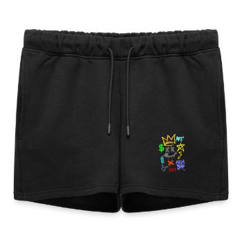 graffiti artist - wall art - urban spray - Women’s Premium Organic Sweatshorts - black - Front - AI Model Female 172 light (172cm)