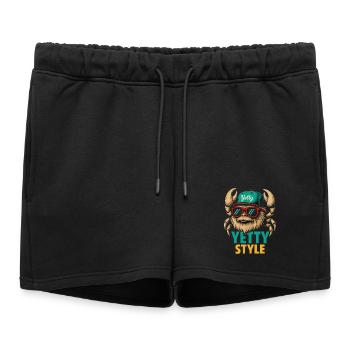 Graphisme Yeti Style Yetty - Short de survêtement femme premium - noir - Devant - AI Model Female 172 light (172cm)