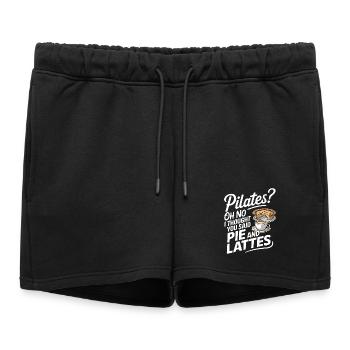 Pie and Latte Humour Design - Women’s Premium Organic Sweatshorts - black - Front - AI Model Female 172 light (172cm)