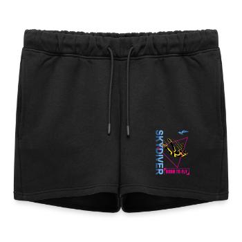 Parachutiste parachutiste | Né pour voler - Short de survêtement femme premium - noir - Devant - AI Model Female 172 light (172cm)