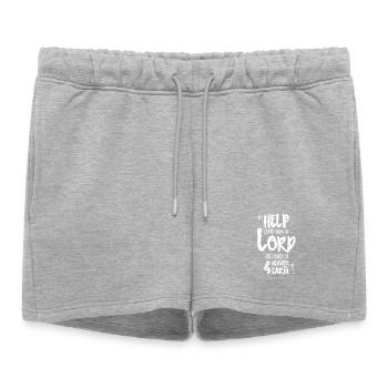 My Help Comes From The Lord - Frauen Premium Organic Sweatshorts - Grau meliert - Vorne - AI Model Female 172 light (172cm)