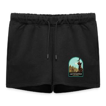Illustration pittoresque de la Grand-Place - Short de survêtement femme premium - noir - Devant - AI Model Female 172 light (172cm)