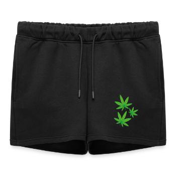 Feuilles de cannabis vertes - Short de survêtement femme premium - noir - Devant - AI Model Female 172 light (172cm)