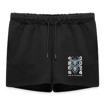Dragons chinois - Short de survêtement femme premium - noir - Devant - AI Model Female 172 light (172cm)