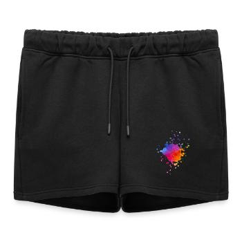 Éclaboussures de peinture colorées - Peinture à l’aquarelle dégradée - Short de survêtement femme premium - noir - Devant - AI Model Female 172 light (172cm)