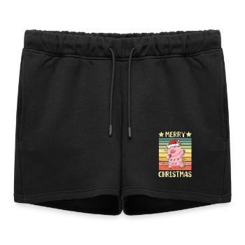 Merry Christmas Pig - Women’s Premium Organic Sweatshorts - black - Front - AI Model Female 172 light (172cm)