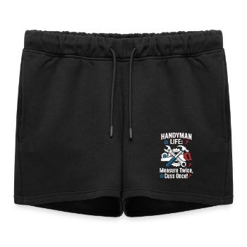 La vie d’artisan : mesure deux fois - Short de survêtement femme premium - noir - Devant - AI Model Female 172 light (172cm)