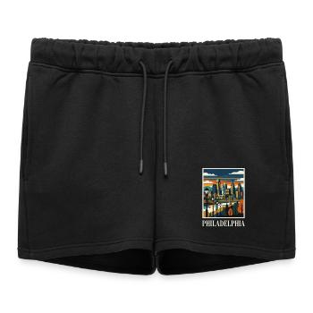 Affiche du coucher de soleil de la skyline de Philadelphie - Short de survêtement femme premium - noir - Devant - AI Model Female 172 light (172cm)