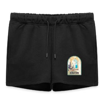 Rue pittoresque de la vieille ville d'Albufeira - Short de survêtement femme premium - noir - Devant - AI Model Female 172 light (172cm)