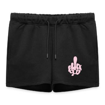 Fuck You in Bubble Letters - Women’s Premium Organic Sweatshorts - black - Front - AI Model Female 172 light (172cm)