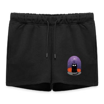 Chat d’Halloween, araignée et citrouilles - Short de survêtement femme premium - noir - Devant - AI Model Female 172 light (172cm)