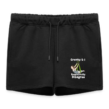 Funny Aerial Yoga Gravity Disagree Art Tee - Women’s Premium Organic Sweatshorts - black - Front - AI Model Female 172 light (172cm)