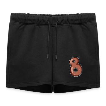 Numéro 8 Numéro Huit Motif Marron - Short de survêtement femme premium - noir - Devant - AI Model Female 172 light (172cm)