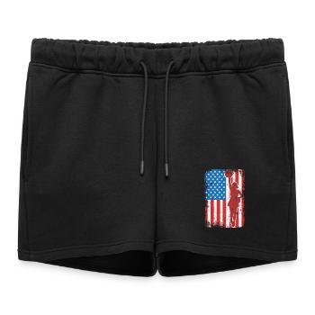 USA Patriotic Cheerleader - Women’s Premium Organic Sweatshorts - black - Front - AI Model Female 172 light (172cm)