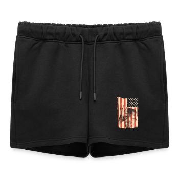USA flag with skull - Women’s Premium Organic Sweatshorts - black - Front - AI Model Female 172 light (172cm)