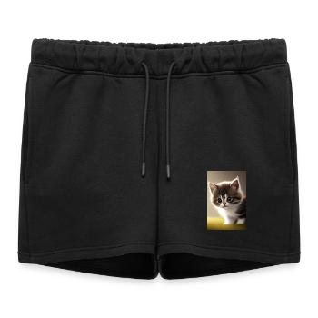 Bébé chat - Short de survêtement femme premium - noir - Devant - AI Model Female 172 light (172cm)