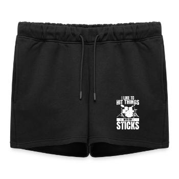 Blague drôle de batteur - Short de survêtement femme premium - noir - Devant - AI Model Female 172 light (172cm)