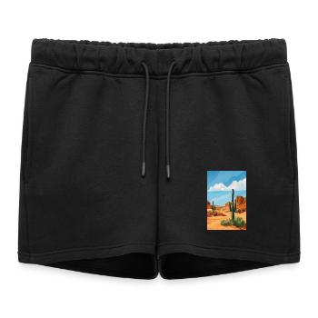 Poster Illustration Paysage de Désert - Short de survêtement femme premium - noir - Devant - AI Model Female 172 light (172cm)