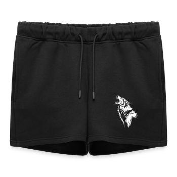 Howling wolf in silhouette - Women’s Premium Organic Sweatshorts - black - Front - AI Model Female 172 light (172cm)