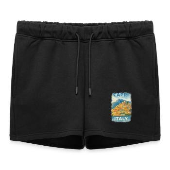 Capri Italie – Aquarelle Avis de voyage Méditerranée - Short de survêtement femme premium - noir - Devant - AI Model Female 172 light (172cm)