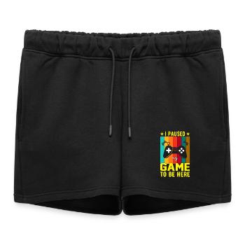 J’ai mis le jeu en pause pour être ici - Short de survêtement femme premium - noir - Devant - AI Model Female 172 light (172cm)