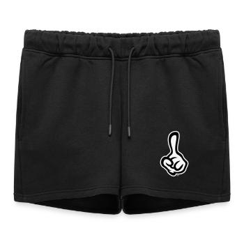 Index levé (doigt / main gauche NEG2C) - Short de survêtement femme premium - noir - Devant - AI Model Female 172 light (172cm)