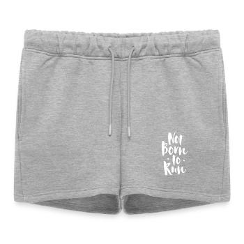 Nicht zum Laufen geboren - Frauen Premium Organic Sweatshorts - Grau meliert - Vorne - AI Model Female 172 light (172cm)