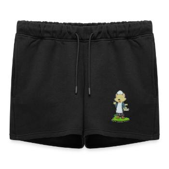 Cat Cook Pan Cooking - Women’s Premium Organic Sweatshorts - black - Front - AI Model Female 172 light (172cm)