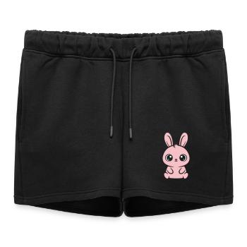 Kawaii Bunny Pink Big Eyes Cute - Women’s Premium Organic Sweatshorts - black - Front - AI Model Female 172 light (172cm)