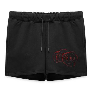 camera - Women’s Premium Organic Sweatshorts - black - Front - AI Model Female 172 light (172cm)