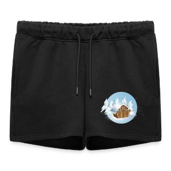 small log cabin in the middle of an ice landscape - Women’s Premium Organic Sweatshorts - black - Front - AI Model Female 172 light (172cm)