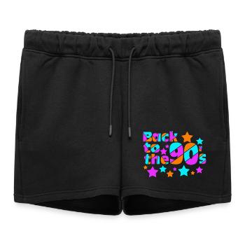 Fête des années 90 , Soirée à thème , Années 90 retour à (25) - Short de survêtement femme premium - noir - Devant - AI Model Female 172 light (172cm)