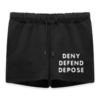 Deny Defend Depose - Women’s Premium Organic Sweatshorts - black - Front - AI Model Female 172 light (172cm)