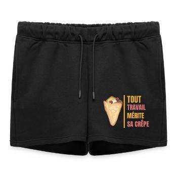 Tout travail mérite sa crêpe Jeu de mot avec crêpe - Short de survêtement femme premium - noir - Devant - AI Model Female 172 light (172cm)