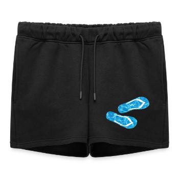 pantoufles piscine tongs camping vacances aquatiques fun - Short de survêtement femme premium - noir - Devant - AI Model Female 172 light (172cm)