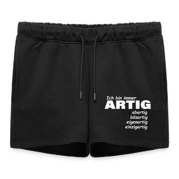 good - Women’s Premium Organic Sweatshorts - black - Front - AI Model Female 172 light (172cm)