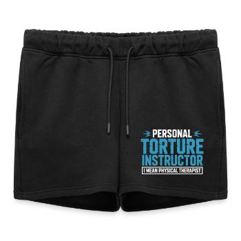 Personal Torture Instructor – Physiotherapy - Women’s Premium Organic Sweatshorts - black - Front - AI Model Female 172 light (172cm)