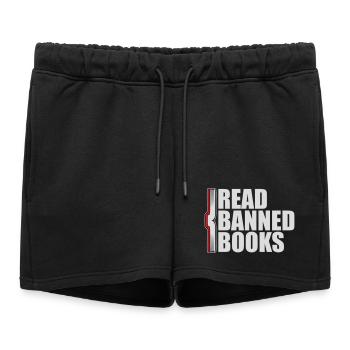 Lire des livres interdits Verbotene Bücher Lesen Freiheit - Short de survêtement femme premium - noir - Devant - AI Model Female 172 light (172cm)