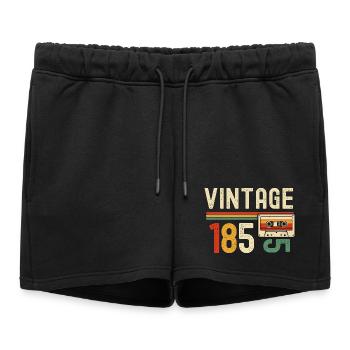 Vintage 185 Cassette Stripe - Short de survêtement femme premium - noir - Devant - AI Model Female 172 light (172cm)