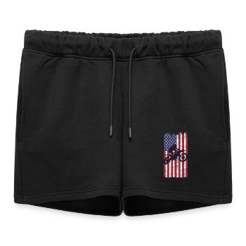 Drapeau américain du vélo de cross, - Short de survêtement femme premium - noir - Devant - AI Model Female 172 light (172cm)