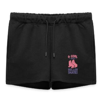 A girl with roller skates - Women’s Premium Organic Sweatshorts - black - Front - AI Model Female 172 light (172cm)