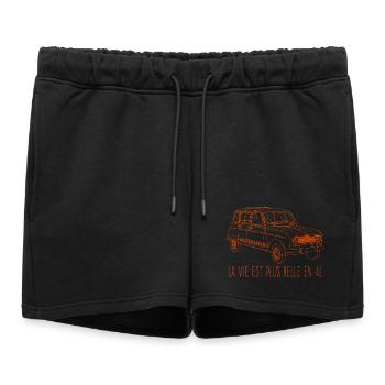 La vie est plus belle en 4L - Couleur corail - Short de survêtement femme premium - noir - Devant - AI Model Female 172 light (172cm)