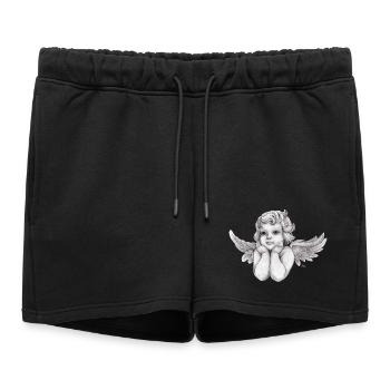 Petit ange chérubin rêveur - Short de survêtement femme premium - noir - Devant - AI Model Female 172 light (172cm)