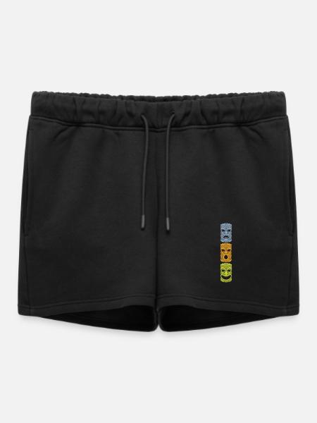Dreifarbige Tiki Maske, Retro Style Shirts u. mehr - Frauen Premium Organic Sweatshorts - Schwarz