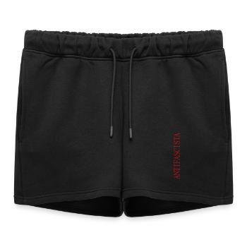 Lettrage antifasciste vertical en lettrage rouge - Short de survêtement femme premium - noir - Devant - AI Model Female 172 light (172cm)