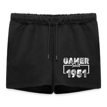 Gamer 1951 - Women’s Premium Organic Sweatshorts - black - Front - AI Model Female 172 light (172cm)