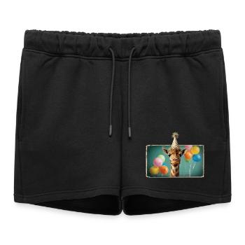 Fête Zoo Animaux Girafes Anniversaire du Zoo de la Jungle - Short de survêtement femme premium - noir - Devant - AI Model Female 172 light (172cm)