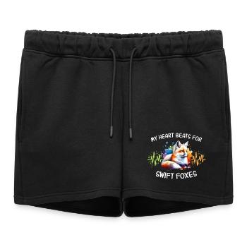 Swift Fox Heart Line - Women’s Premium Organic Sweatshorts - black - Front - AI Model Female 172 light (172cm)